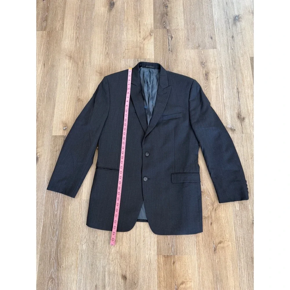 Calvin Klein Old Money Blazer Mens 43L Charcoal Grey 100% Wool Two Button Jacket